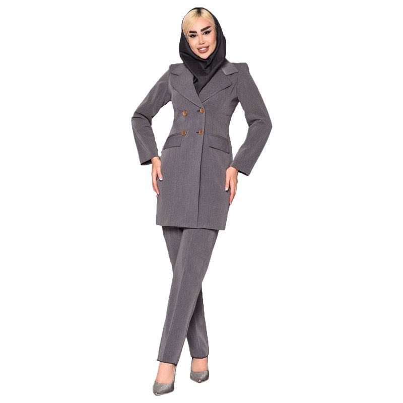 مانتو شلوار اداری چهار دکمه طلایی فیونا کد1705